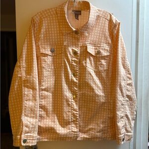 Chico's Peach Checkered Jean Jacket